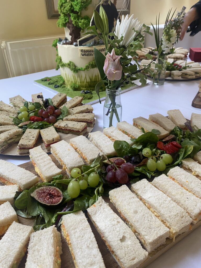 Buffet table of finger sandwiches